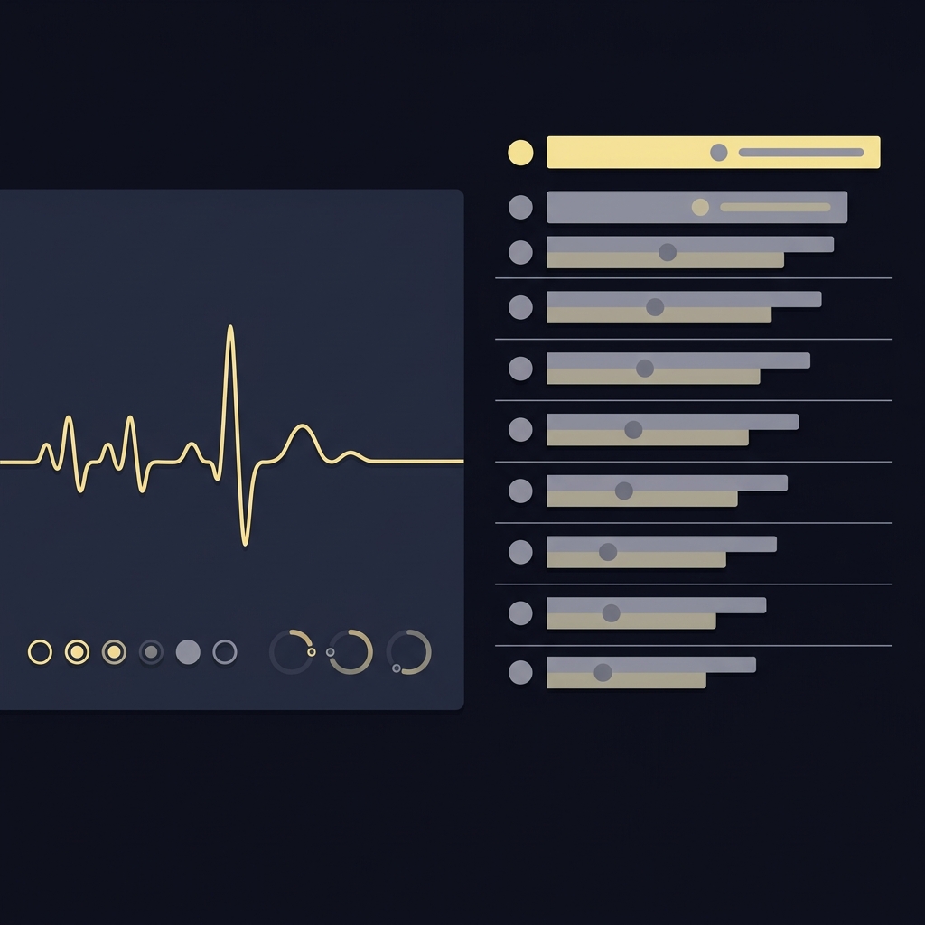 Minimal 2D vector split graphic of a medical update monitor and an abstract ladder table snapshot in Funded Plays brand colors illustrating nrl betting odds