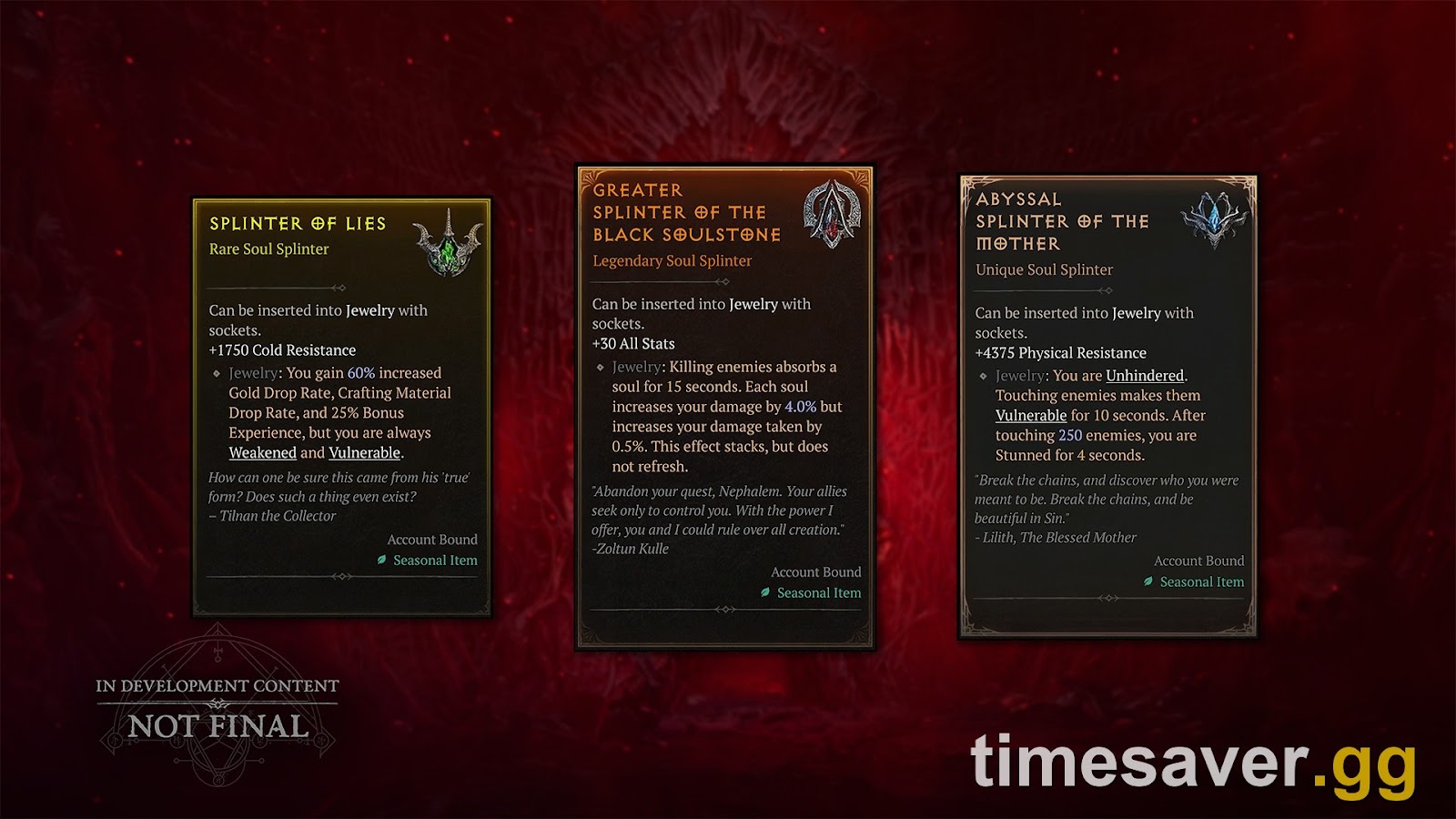Diablo 4 Season 15 patch 3.2.0 PTR soul splinters overworld zones
