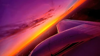 Synthwave Sunset Plane View 4K Wallpaper Background