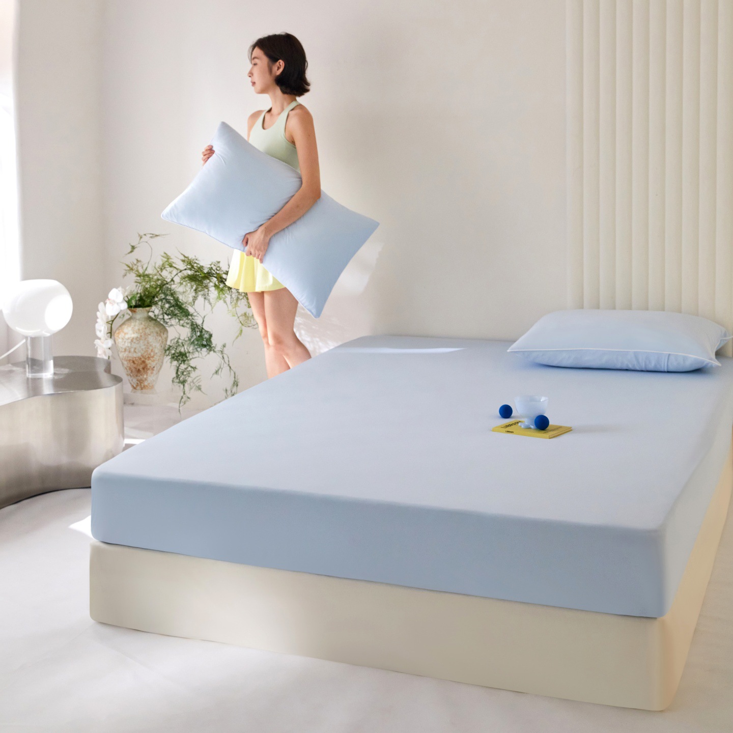 Coolable fitted sheet, single color, 0.9 m