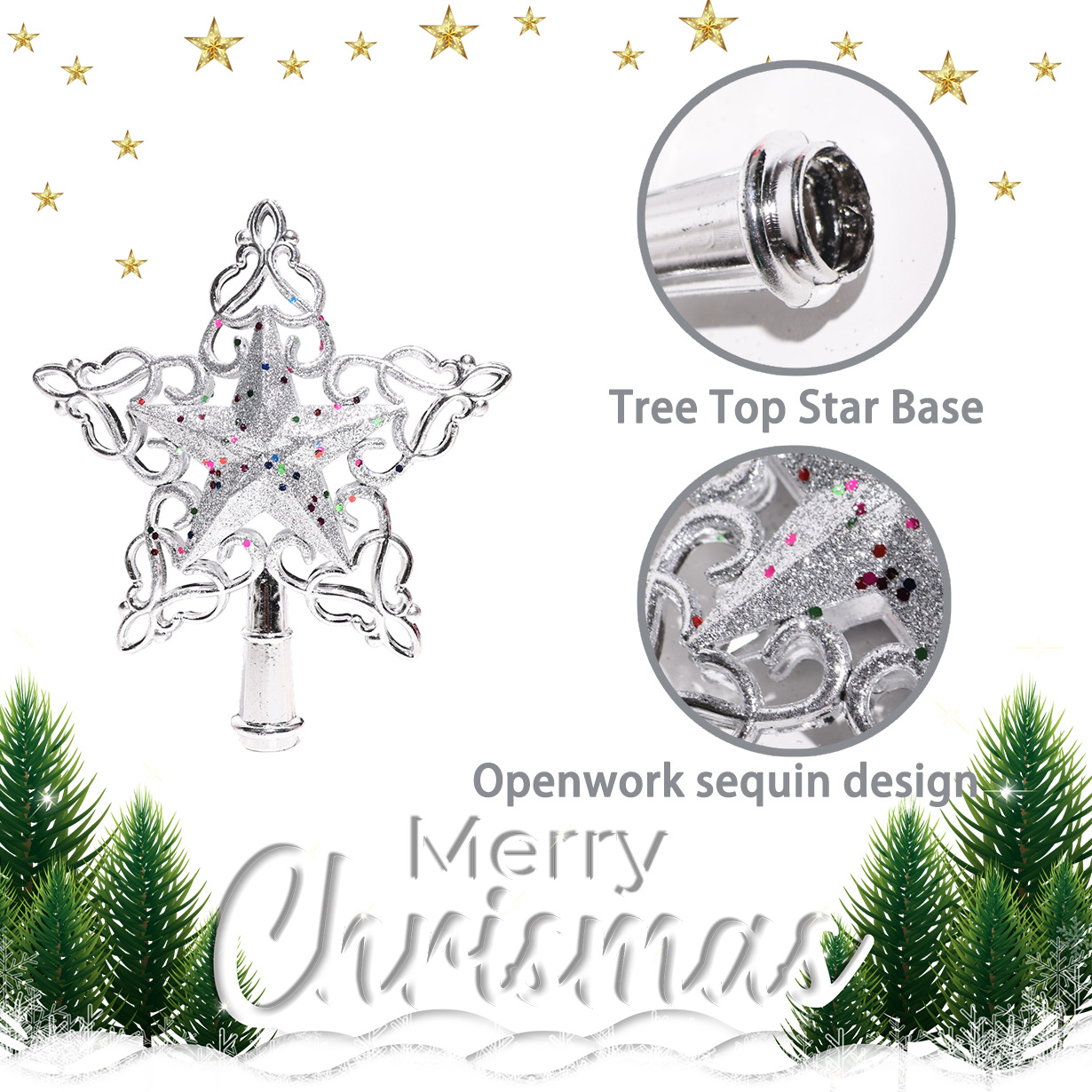 Christmas tree top star, openwork design
