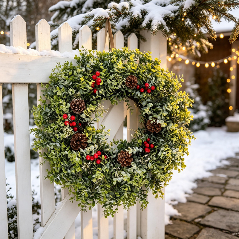 Christmas Eucalyptus Wreath with Welcome Sign 60 cm