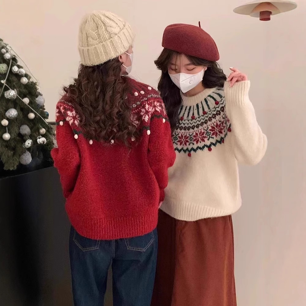 Festive Fair-Isle Knit Pullover for Women
