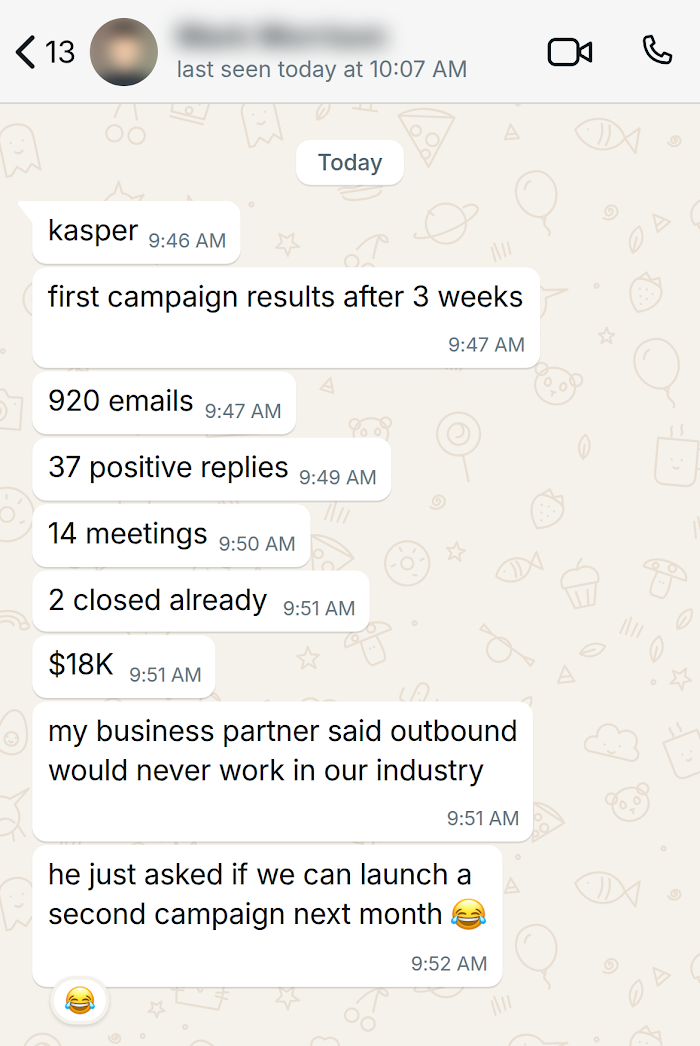 Client message on WhatsApp
