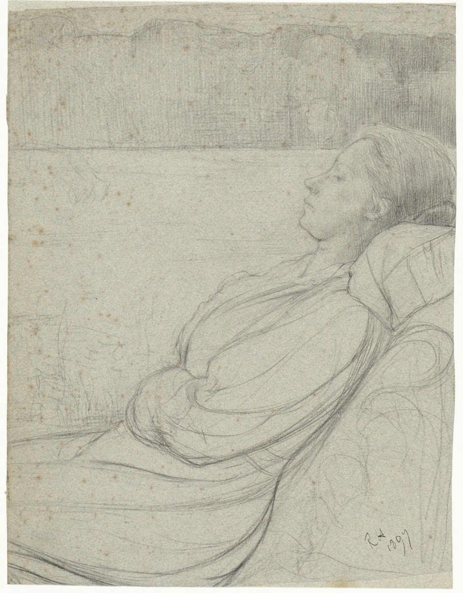 Henriëtte Roland Holst van der Schalk liggend in een stoel 1897