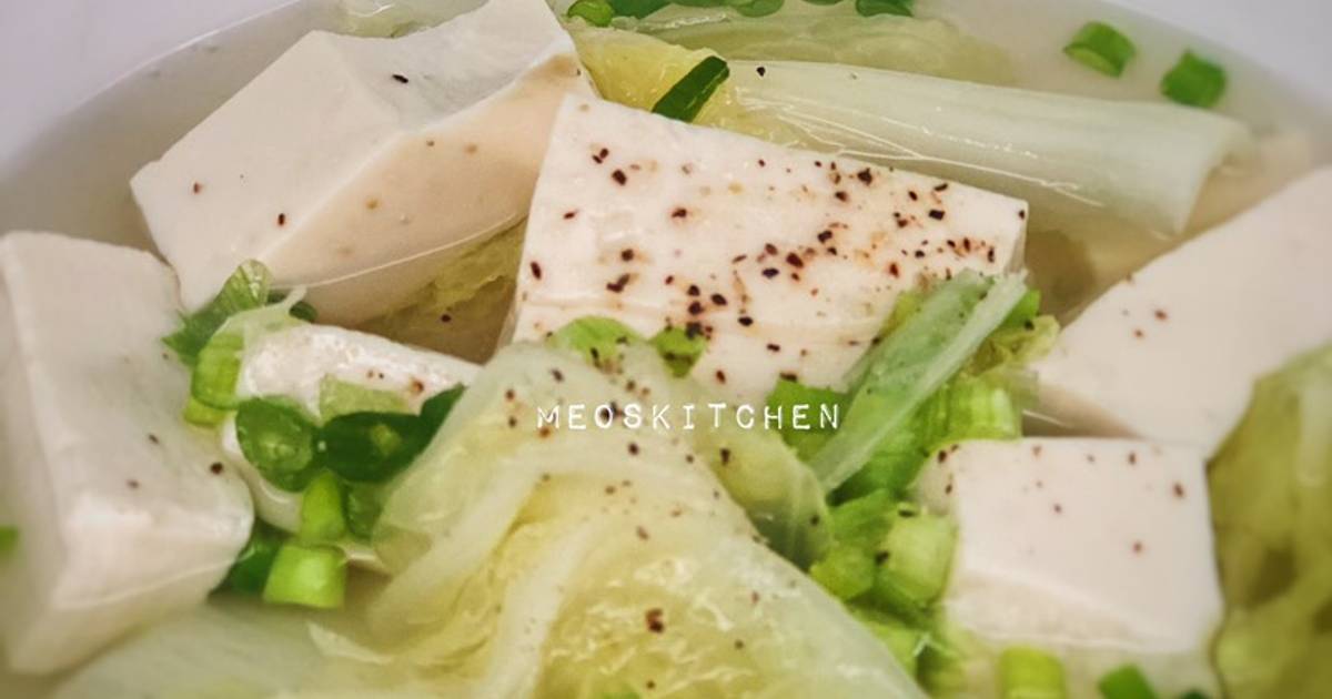 Canh cải thảo nấu đậu hũ non (chay)