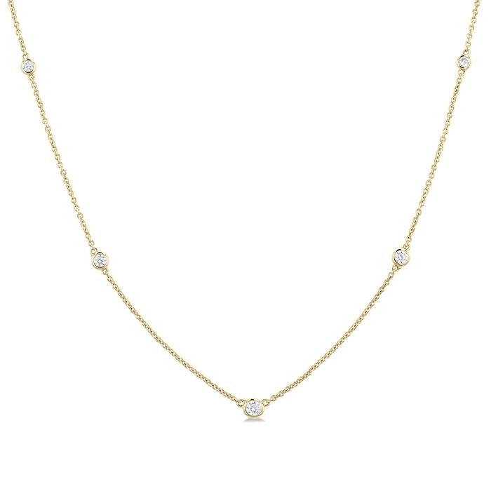 Bezel Set Graduated Diamond Station Necklace