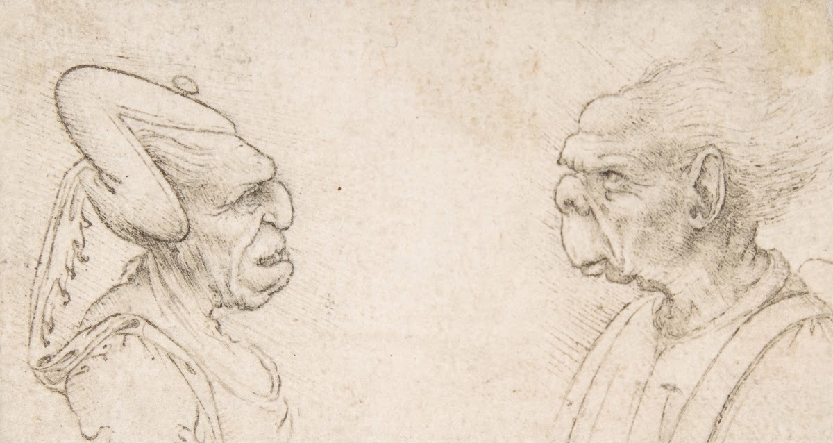 A Grotesque Couple Old Woman With An Elaborate Headdress And Old Man With Large