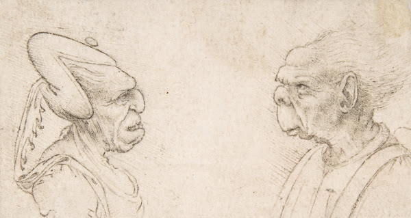 A Grotesque Couple Old Woman With An Elaborate Headdress And Old Man With Large