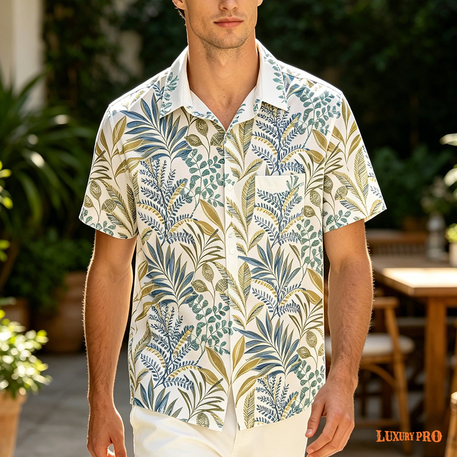 AOP EO Regular Double Collar With Pocket – Linglong Linen Fabric