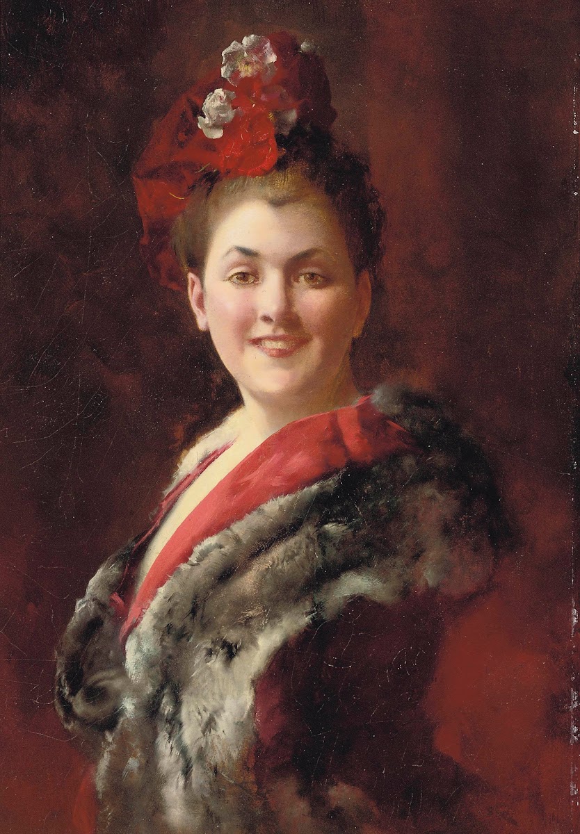 A lady in a fur lined cape