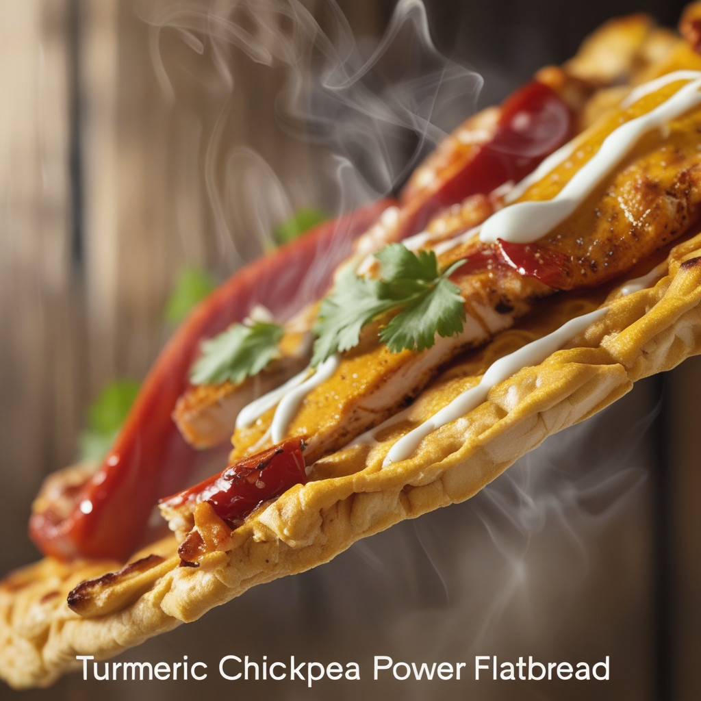 Turmeric Chickpea Power Flatbread with Spiced Chicken & Garlic Yogurt Drizzle