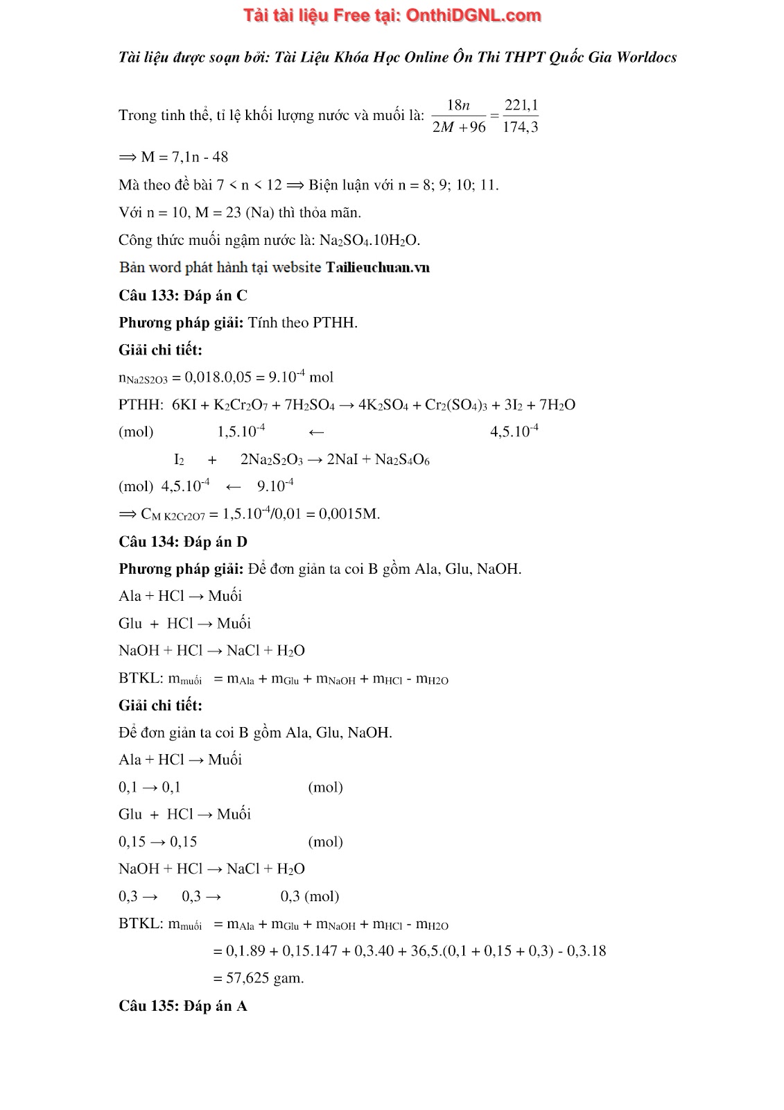 260 bài tập môn Hóa học - Ôn thi ĐGNL ĐHQG Hà Nội