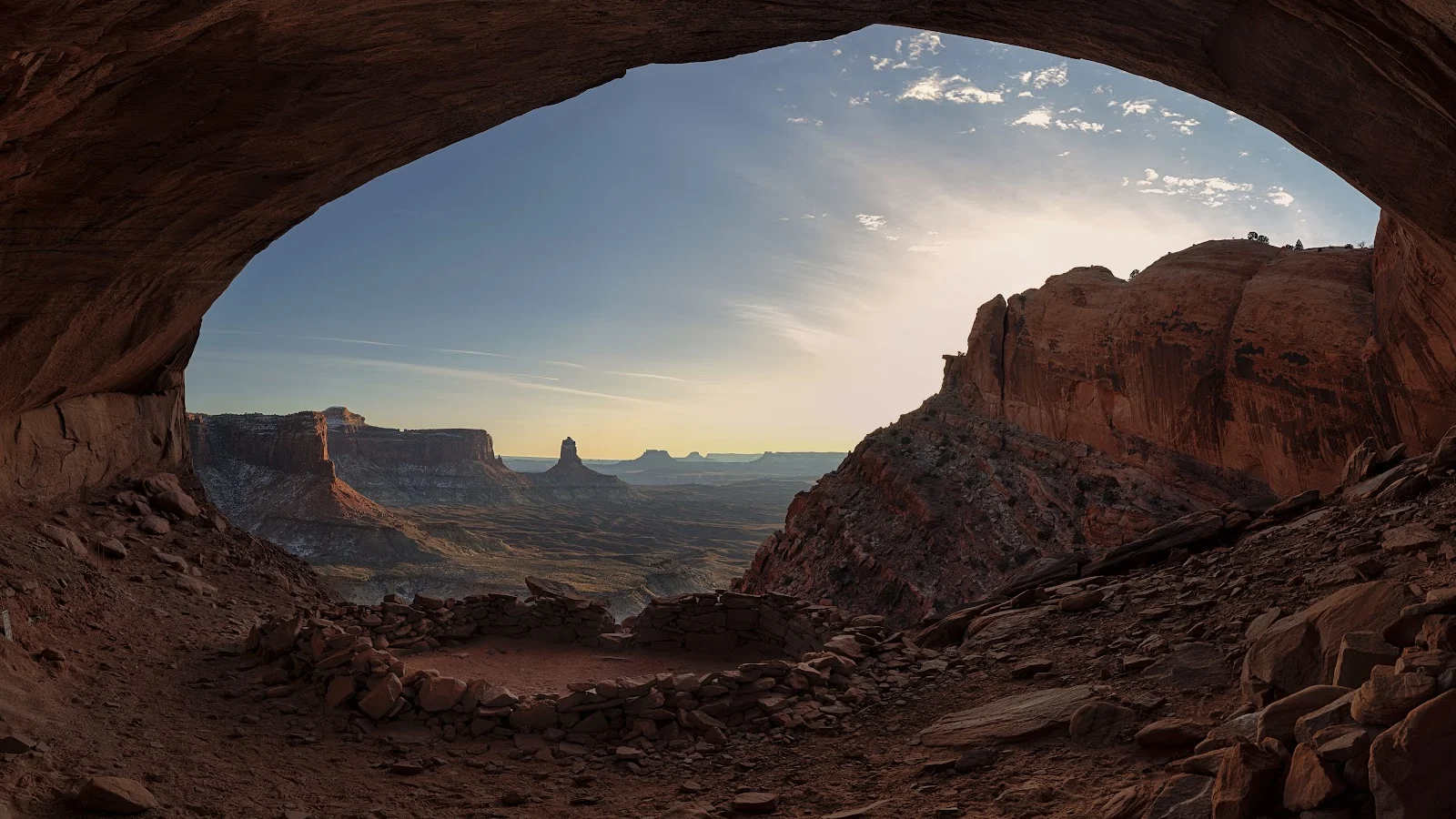 Utah, False Kiva, Sunrise, Landscape, Nature 5K Desktop Wallpaper