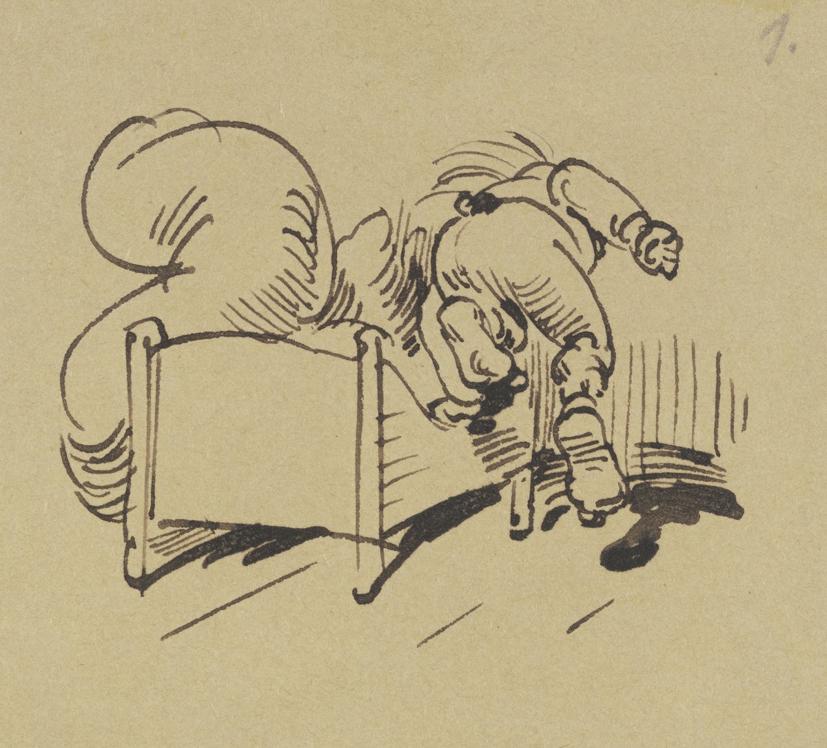 Mit kühnem Mut aus seinem Bett  Schwingt sich der Turner Hoppenstedt 1871