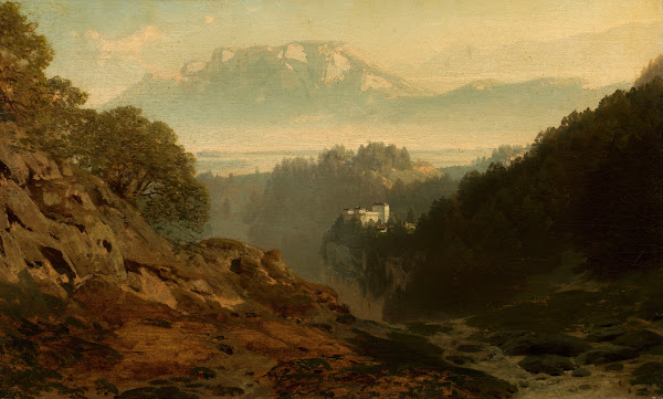 Mountain landscape with a castle between 1875 and 1900