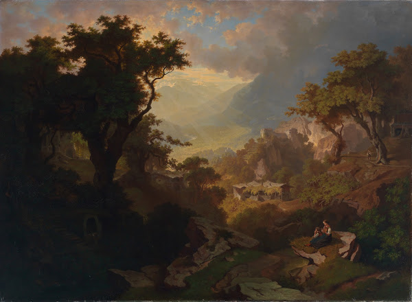 Landschaft bei Meran mit Blick auf Schloß Tirol 1846