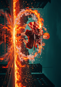 Fiery Ninja Leap in Burning City