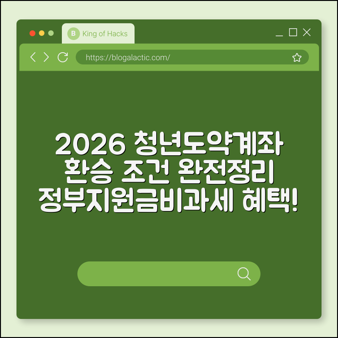 2026년 청년도약계좌 환승 조건 및 신청 기간 총정리 (정부지원금, 비과세 적금, 중도해지 불이익)