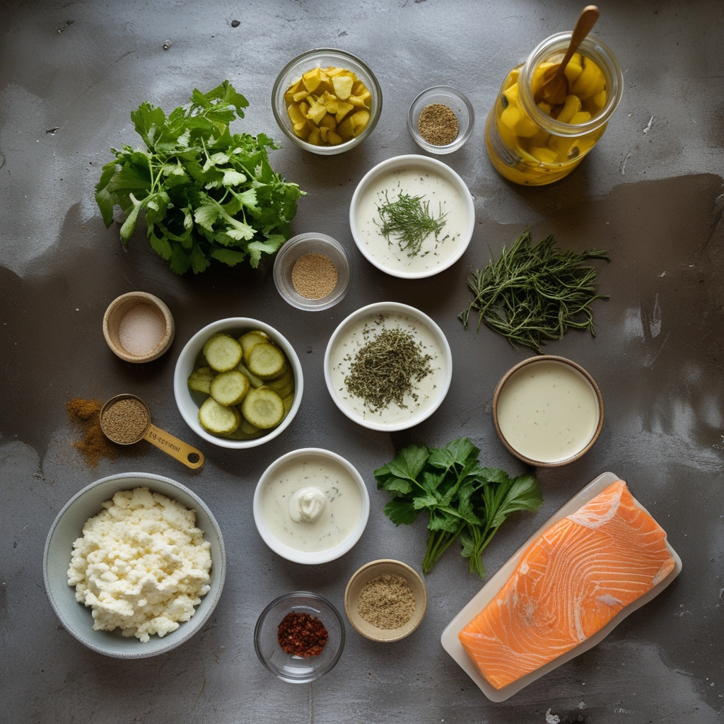 Ingredients for Healthy Dill Pickle Cottage Cheese Ranch Recipe – Easy & Delicious Snack