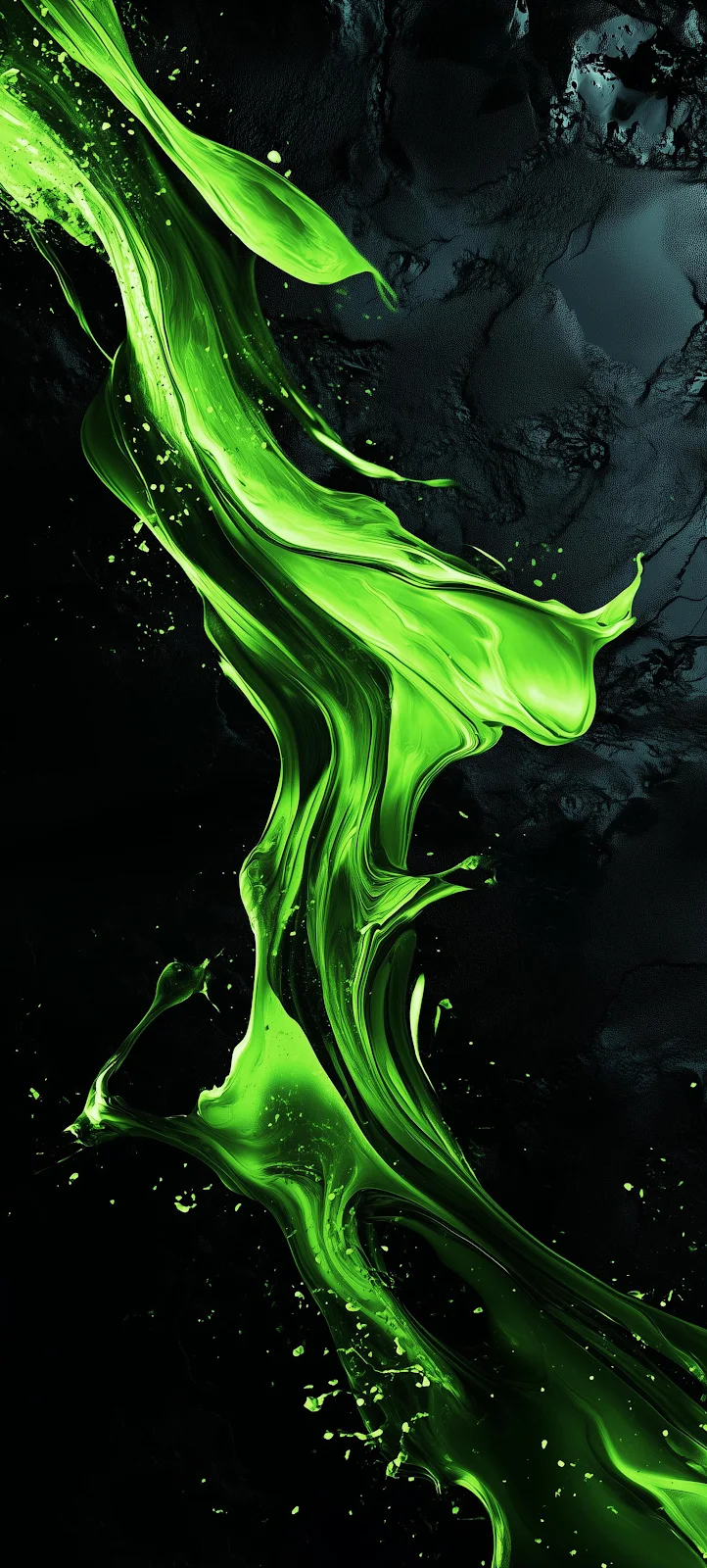 Vibrant Neon Green Splash - Abstract Digital Art 2K iPhone Wallpaper (2074x4598)