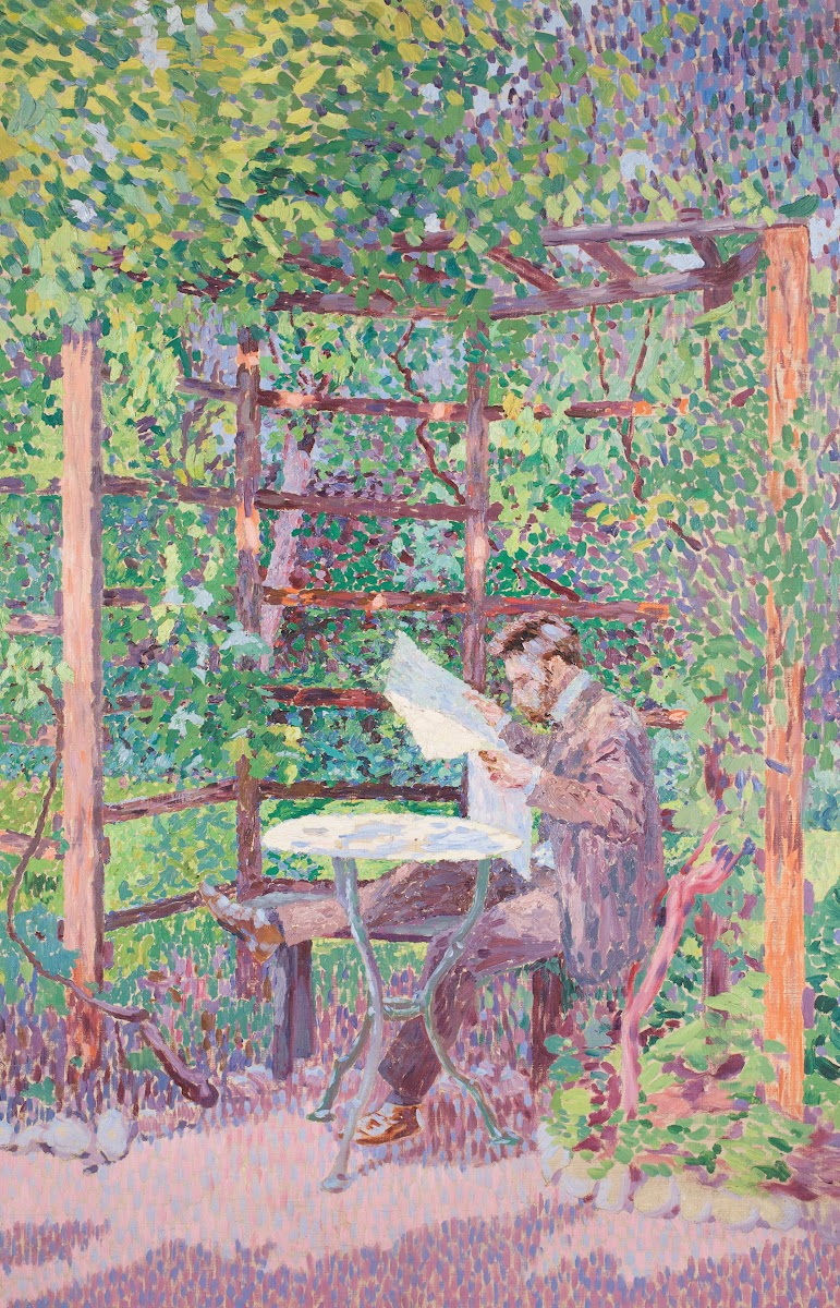 Lesender Mann in einer Laube 1905