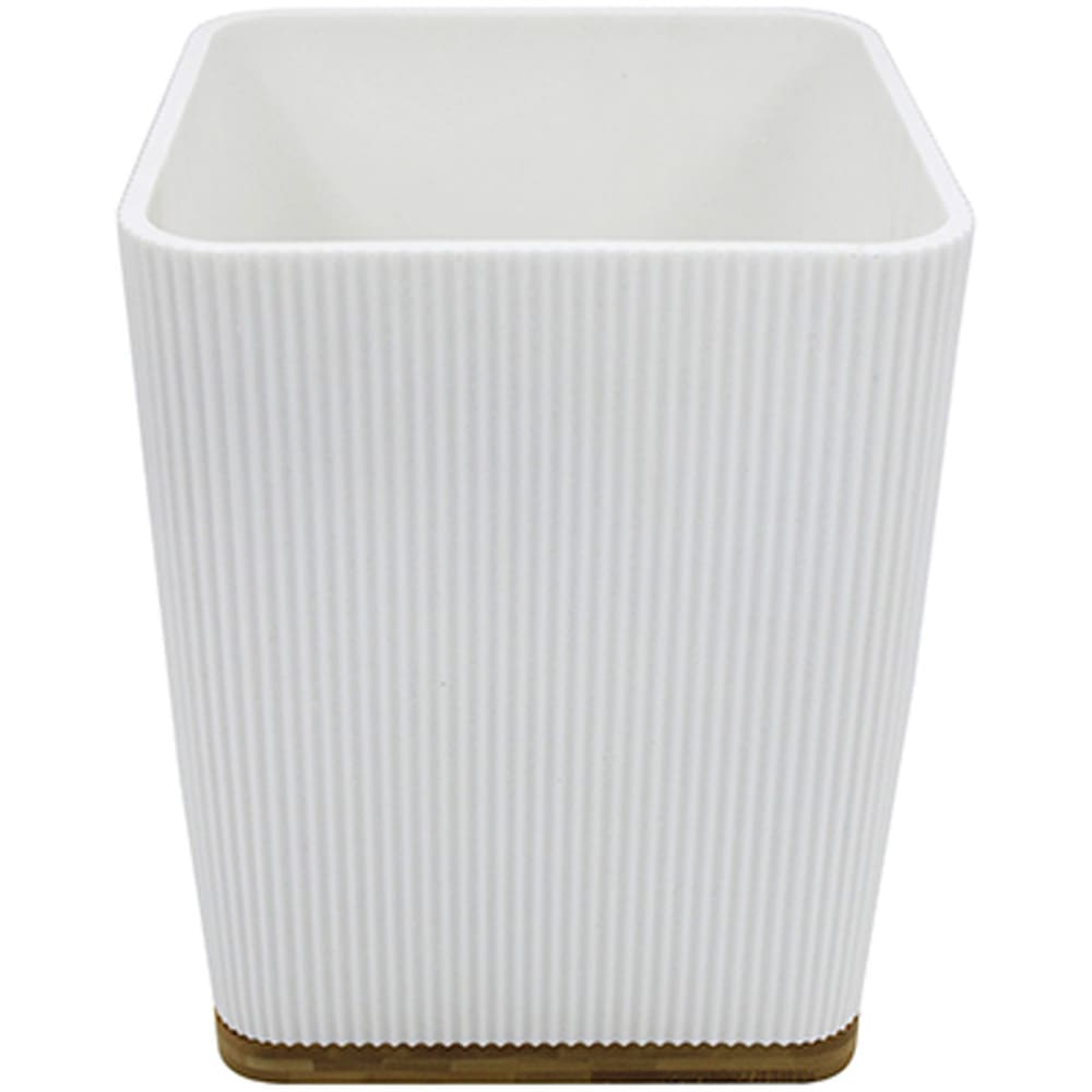 Bote de basura de poliresina Distinto™ diseño texturizado color blanco