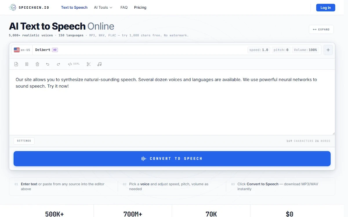 Captura de SpeechGen.io