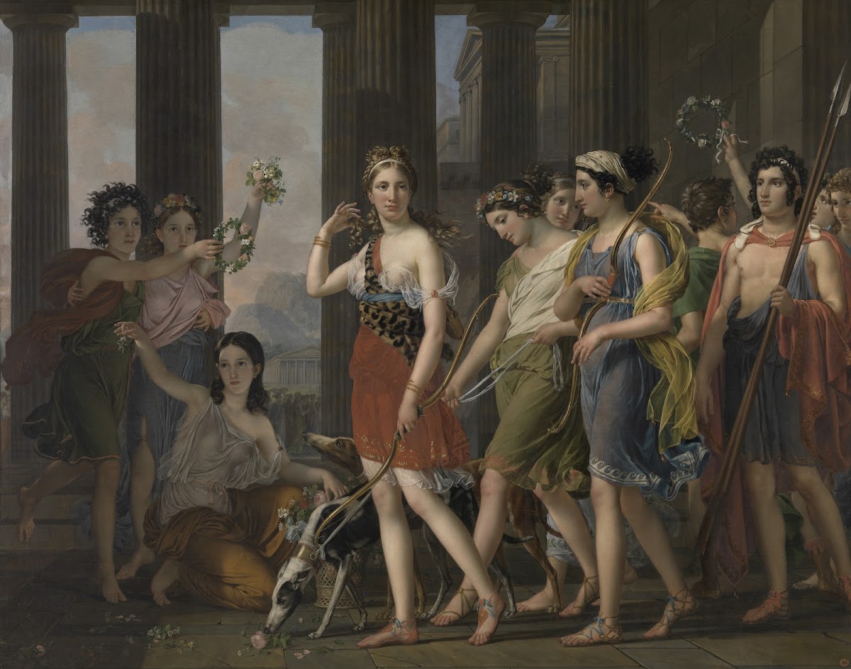 Beautiful Anthia leads her companions to the temple of Diana in Ephesus ca 1820
