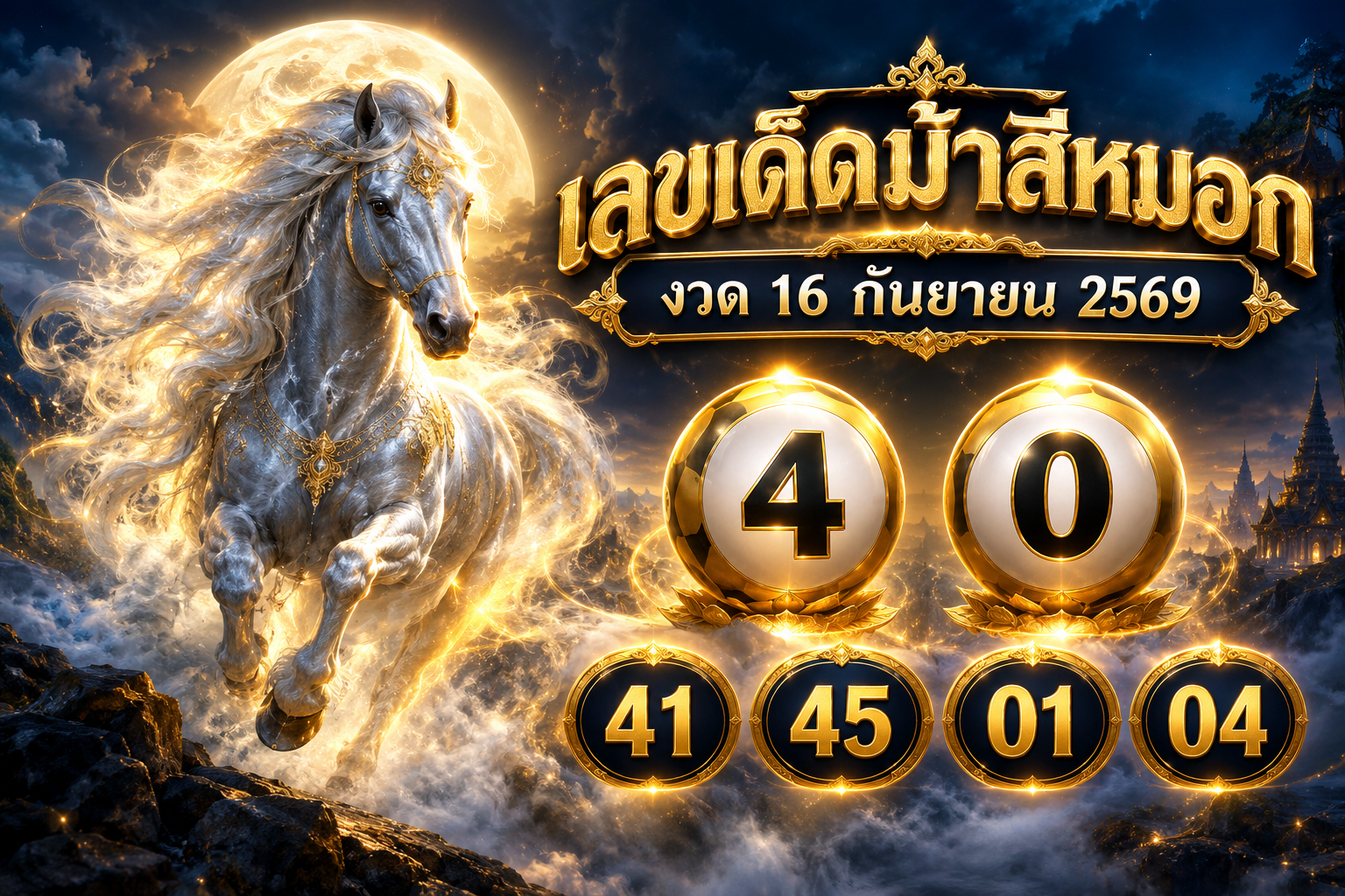เลขเด็ดม้าสีหมอก งวด 16 กันยายน 2569 ส่องแนวทางเลขเด่นบนล่างจัดเต็ม 2 ตัว