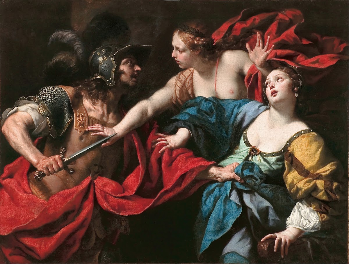 Venus preventing her son Aeneas from killing Helen of Troy circa 1650