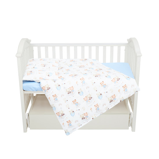 Детское сменное постельное белье 4 эл Twins Satin Limited Bear & Fox голубой