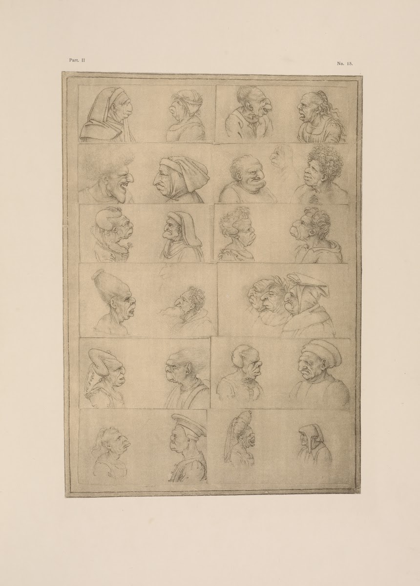 Drawings of grotesque heads 1900