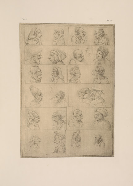 Drawings of grotesque heads 1900