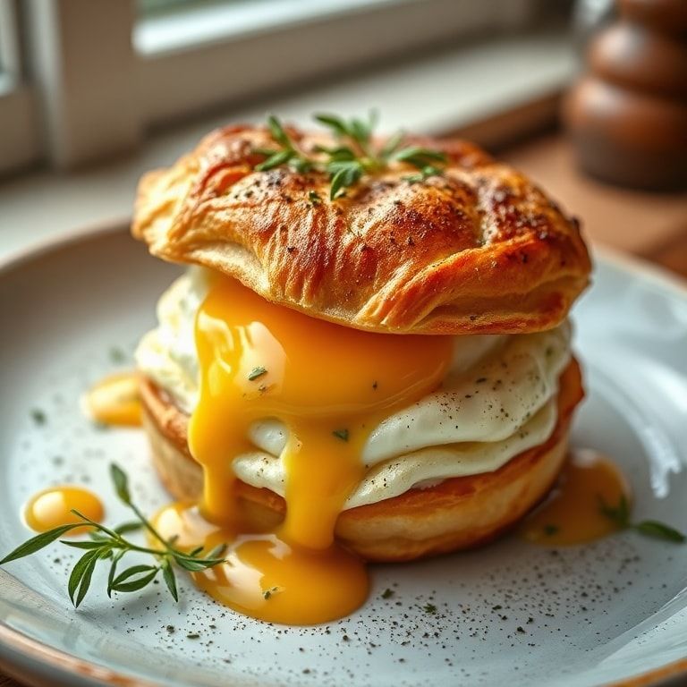 Baked Eggs Napoleon with Puff Pastry Recipe – Easy Homemade Breakfast finished