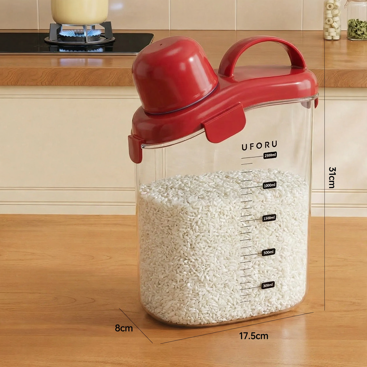 Tragbare Vorratsdose mit Deckel, 2–3 Liter, Kunststoff