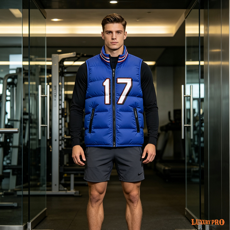 AOP DIN Puffer Vest (Asian Fit| Piping Trim Armholes)