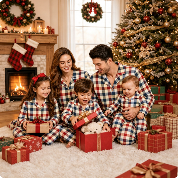 Family Pajama Set in Checkered Pattern