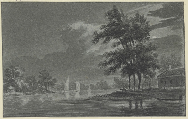 River landscape in the moonlight