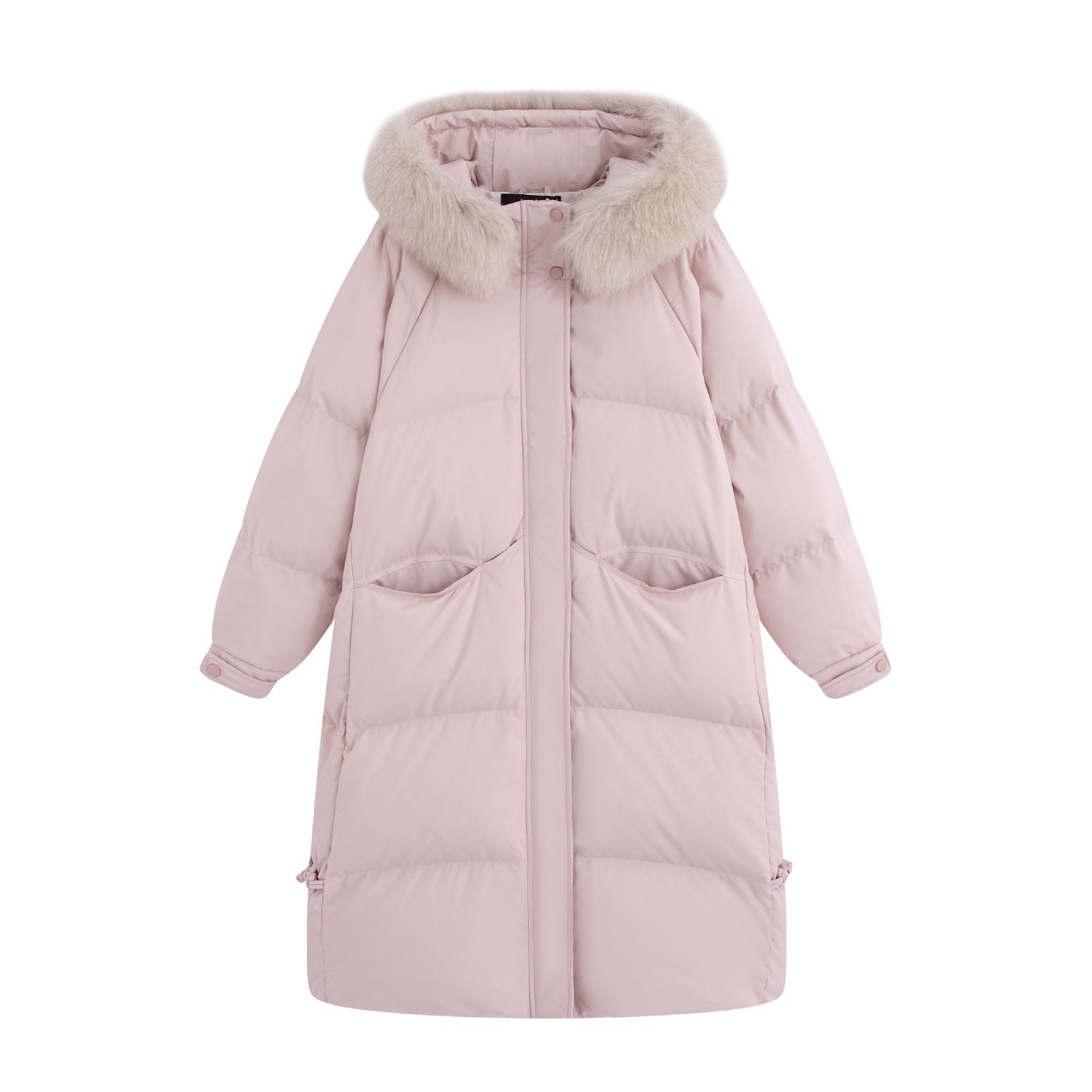 Long Women's Down Jacket in Plus Size with Fur Collar