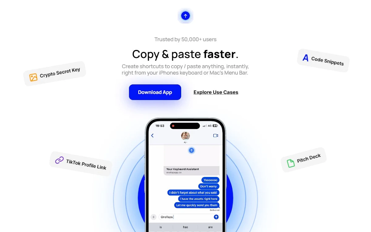 Captura de OneTap Clipboard App