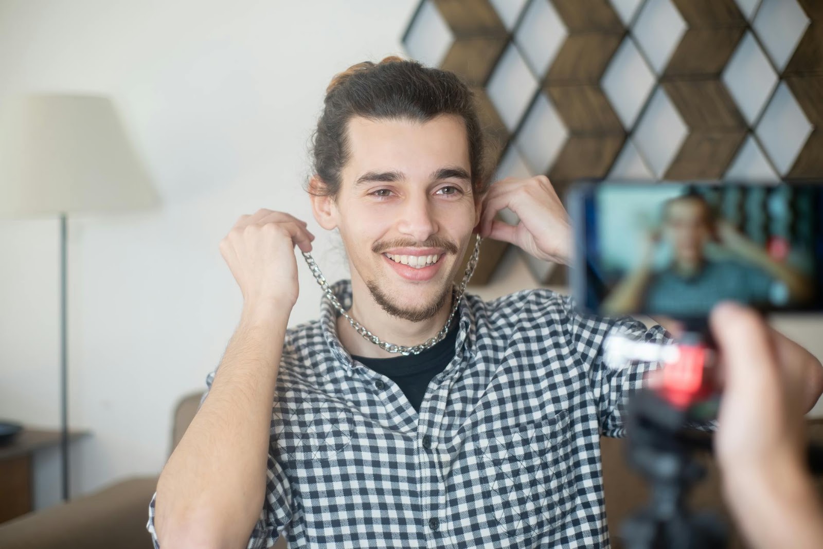 A person confidently engaging in live social media shopping, highlighting future trends.
