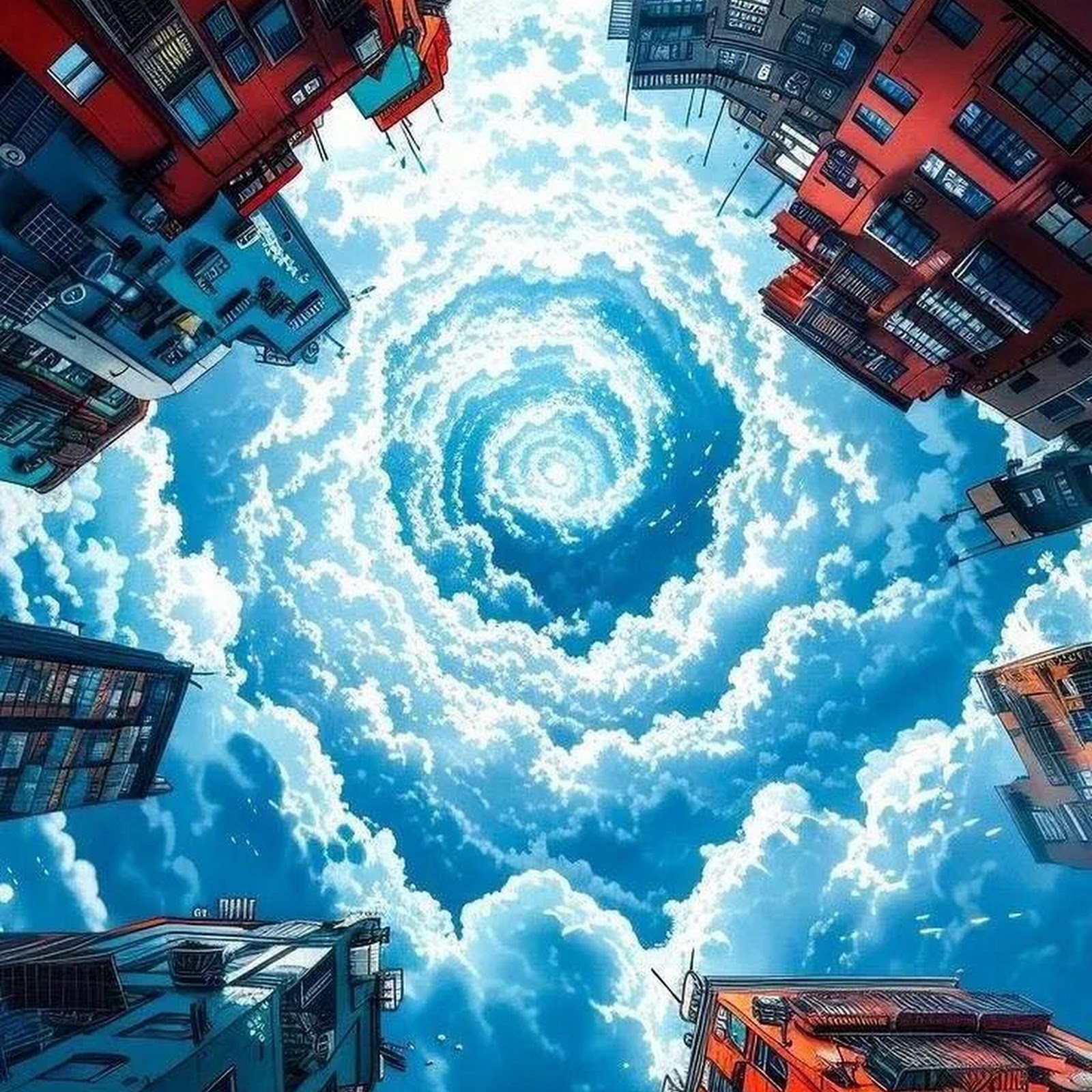 Download Anime City Swirling Sky iPhone