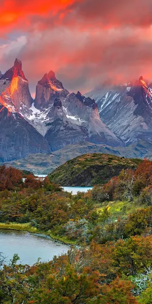 Torres Del Paine At Sunrise 5K Wallpaper Background