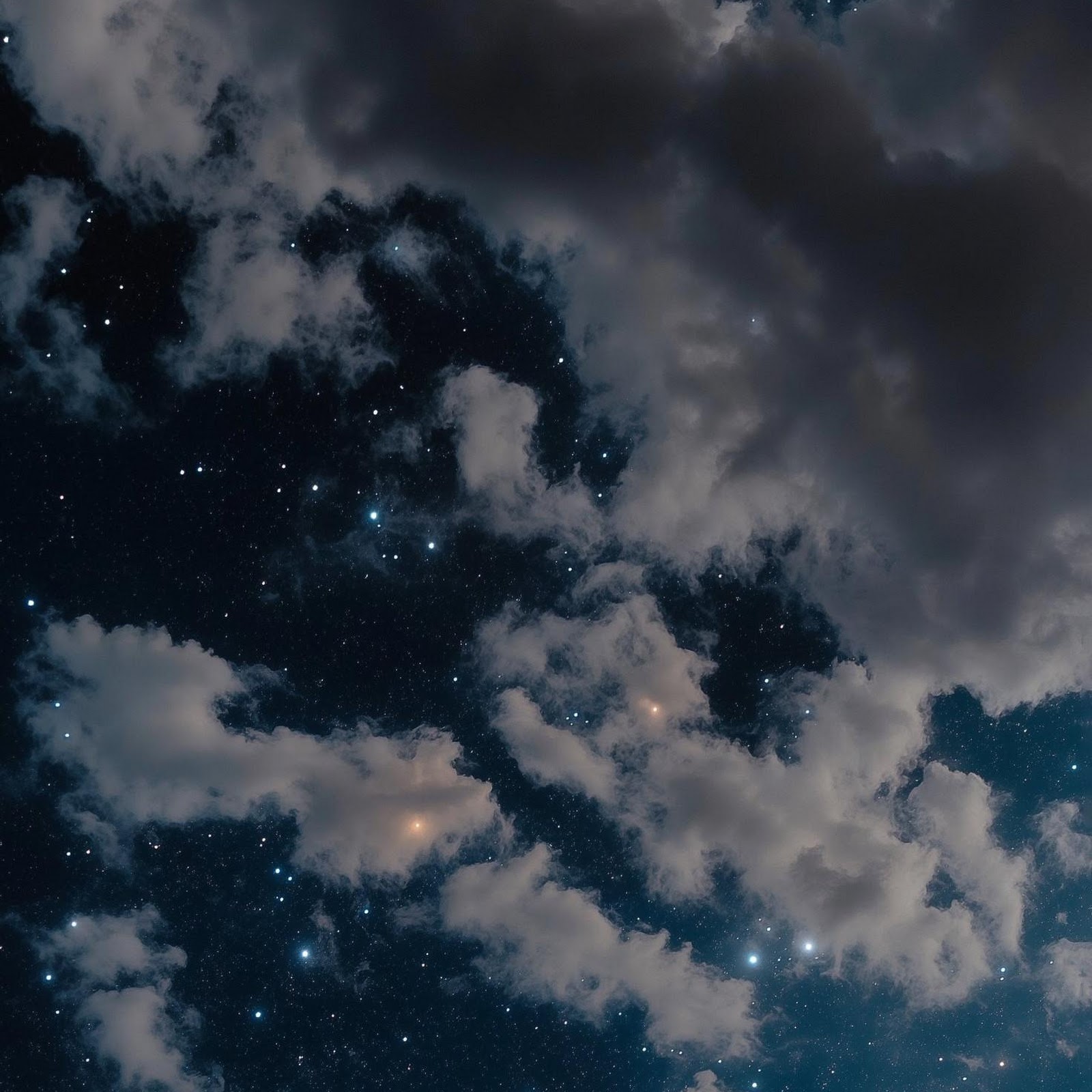 Download Starry Night Sky With Clouds 2K iPhone