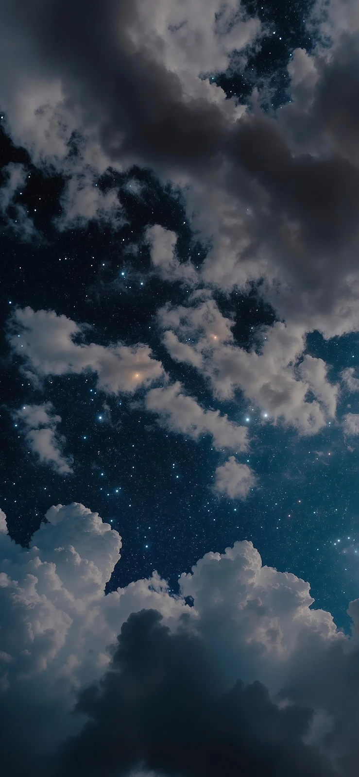 Starry Night Sky With Clouds - Celestial Photography 2K iPhone Wallpaper (1472x3189)