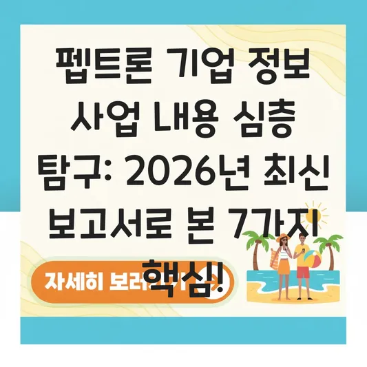 펩트론 기업 정보 사업 내용 심층 탐구