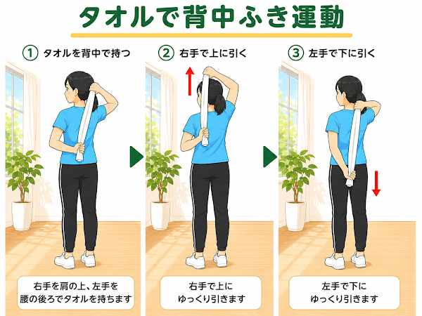 タオルで背中ふき運動