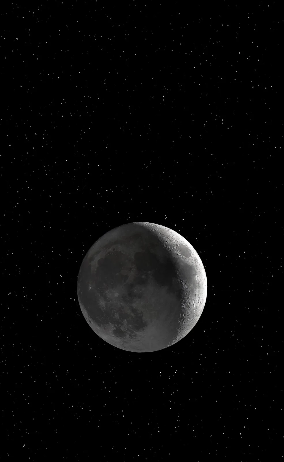 Crescent Moon in Starry Sky - Astrophotography Full HD iPhone Wallpaper (1200x1950)