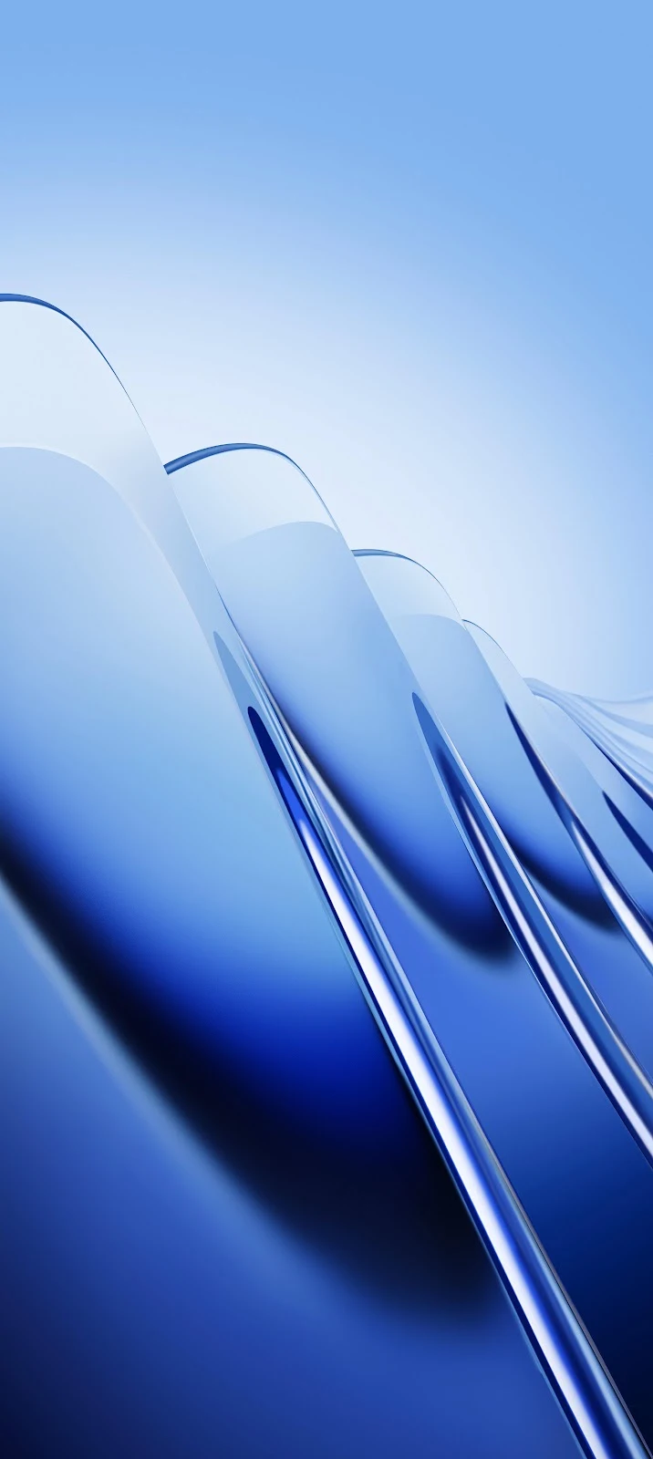 Abstract Blue Glossy Waves - 3D Digital Art 5K iPhone Wallpaper (3720x8316)